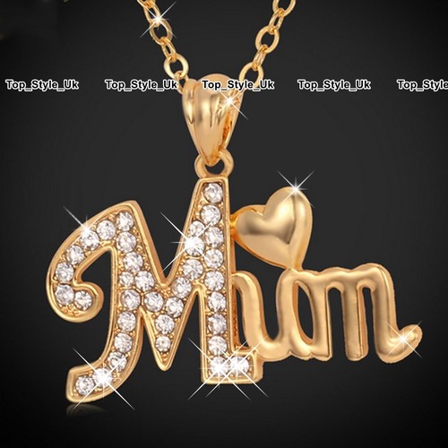Gold Jewellery Crystal Mum Necklace 