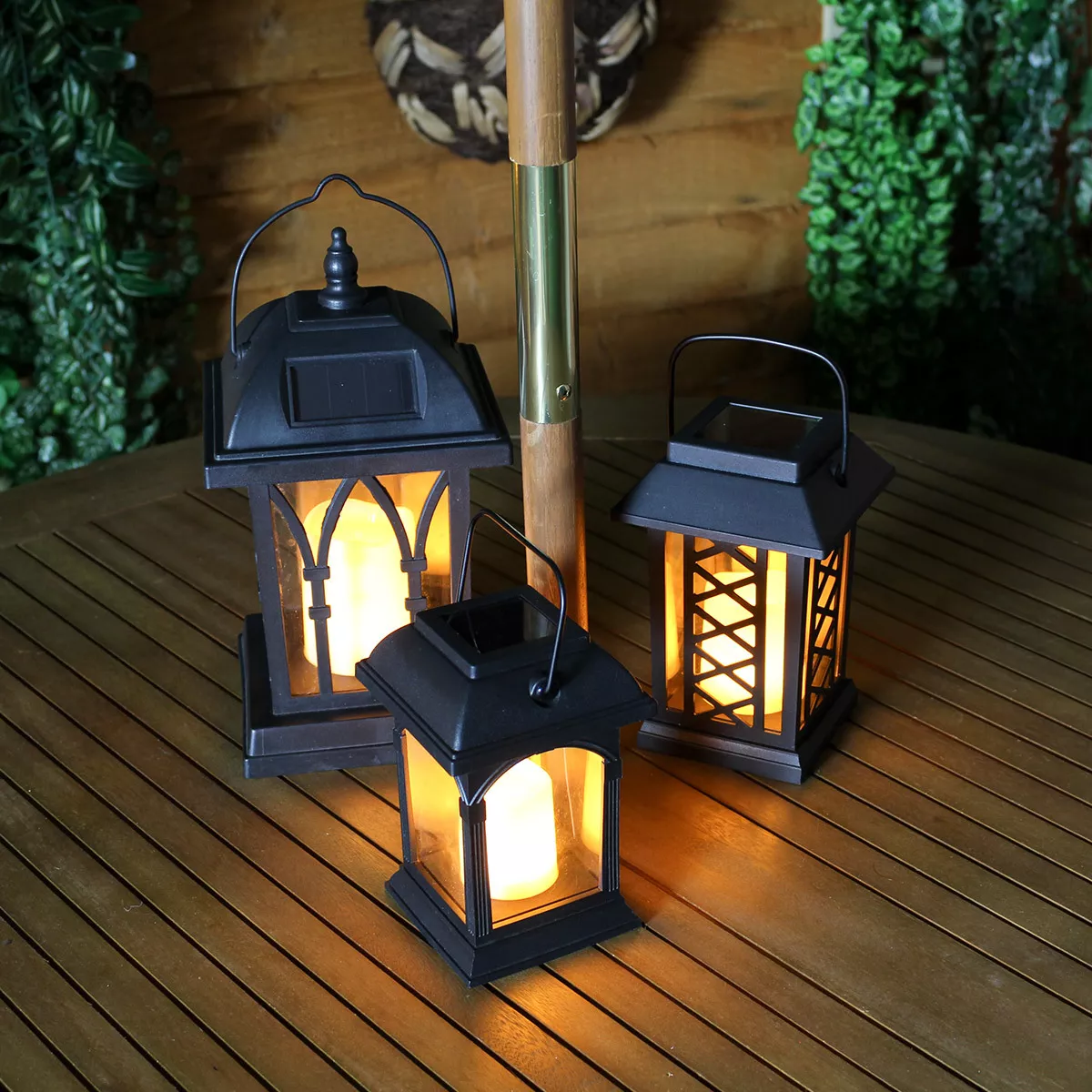 3 PACK Solar Traditional Hanging LED Flameless Candle Outdoor