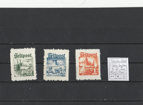 1939/45 Spendenvignetten Dän. Legion I-III, Satz Faksimile