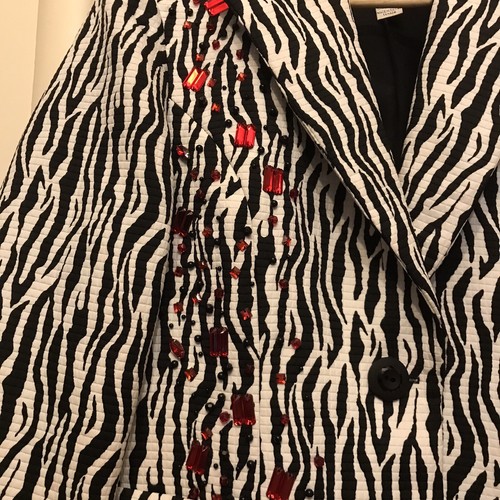 Joseph Ribkoff Size 10 Zebra Print Blazer Jacket with Embellishments - Picture 5 of 17