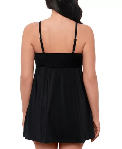 $112 Swim Solutions Women's Black Empire-Waist Swimdress Black 16 ejn2325 - Picture 2 of 3