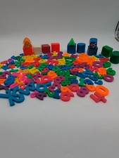 1.75 lbs of Replacement Magnetic Letters Plastic Blocks Multi Colored Plastic