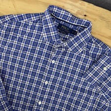 Polo Ralph Lauren Blue Plaid Long Sleeve Button Down Mens Large 140  s 2 Ply