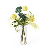 Artplants KüNstlicher Sommerstrauß Iwalani, Weiß-GrüN, 65Cm, Ø60Cm