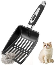 NewGF Stainless Steel Cat Litter Scoop,Metal Medium, Black