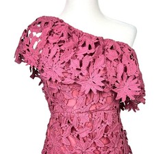 NEW Lush Large Dusty Pink One Shoulder Lace Embroidered Sheath Women's Dress