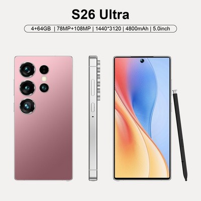 Dark Red - Mini S26 Ultra Smartphone 5.0'' Android 14 4GB+64GB Cellphone Dual SIM
