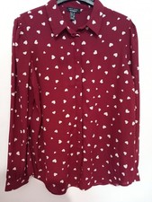 New Look Maternity Burgundy Heart Print Shirt Size 12
