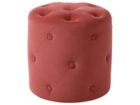 Pouf Samt Rot Rund 40 Cm Gesteppt Mit Knopfheftung Chesterfield-Stil Corolla