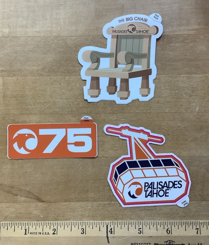 3 - Palisades Tahoe Ski Area UNUSED Stickers Including 75th Anniversary
