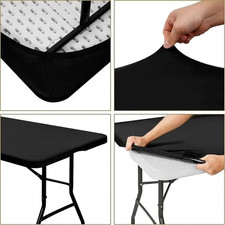 Rectangle Fitted Tablecloth 6FT Elastic Stretch Washable Polyester Cover JT898