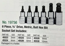 SK Tools U.S.A. MADE 19756 3/8” Drive METRIC ball End Hex Bit Socket Set 6pc