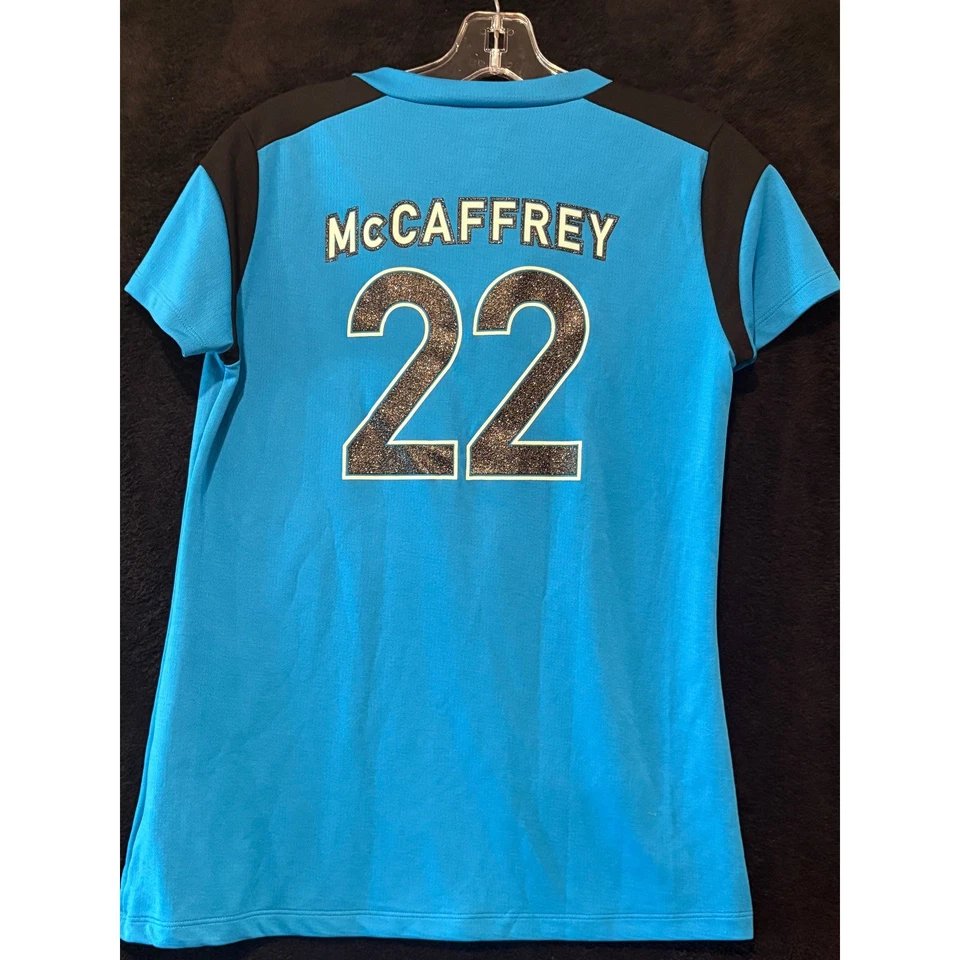 Camiseta de fútbol americano para mujer NFL Carolina Panthers McCaffrey 22 Foto 3 de 4