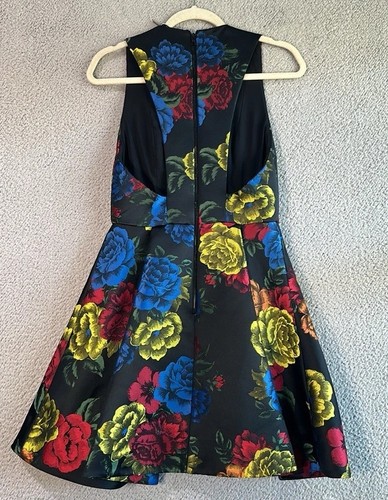 Alice + Olivia Tanner Floral Jacquard Brocade Mini Dress Size 8 - Picture 3 of 11