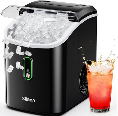 Self-Cleaning Countertop Nugget Ice Maker - 33Lbs Daily for Home & Office