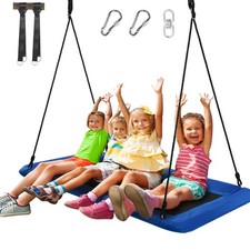 60" Kids Giant Tree Rectangle Swing 700 lbs w/ Adjustable Hanging Ropes Blue