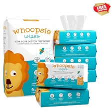 Versatile 100 Cotton Dry Baby Wipes - Unscented, Biodegradable, 6 Packs of 100