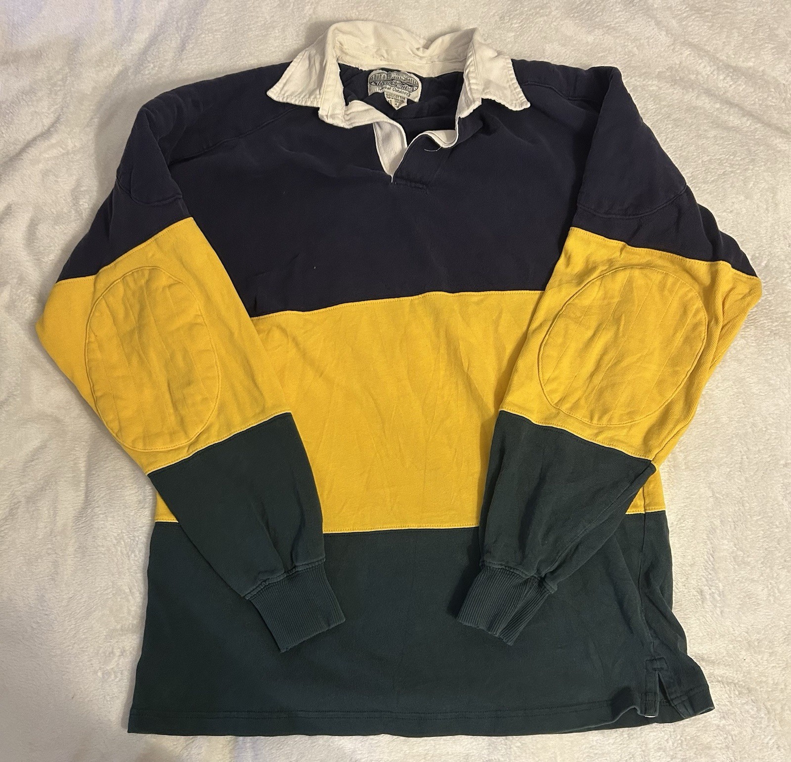 Vintage Britches Rugby Shirt Sz M Polo Elbow Shoulder Pads Missing Button