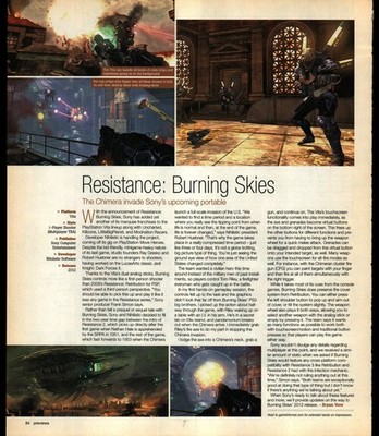 Resistance Burning Skies PS Vita Game Preview Magazine Print Ad 2011