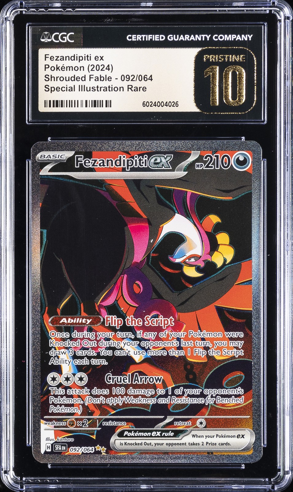 2024 POKEMON SHROUDED FABLE #092 FEZANDIPITI EX CGC 10 PRISTINE