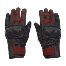 Spada Bennet Ladies Leather Motorcycle Gloves CE Touring Cruiser Black Burgundy