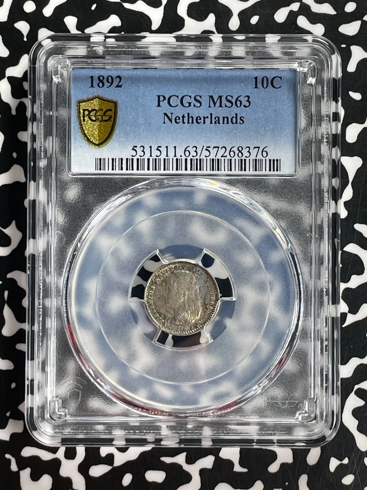 1892 Netherlands 10 Cents PCGS MS63 Lot#G774 Silver! Choice UNC! - Image 2 of 4