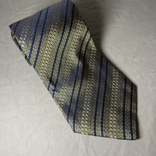 Città Altà Vintage Gold Blue Striped Men’s Tie 100% Silk Made in USA
