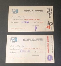 LOTTO DI 2 BIGLIETTI INVITO ANNI 80 X PARTECIPARE A TRASMISSIONI DI ANTENNA 3 