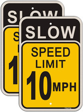2 Pack Slow Speed Limit 10 MPH Sign 18 X 12 Inches Engineer Grade Metal Reflecti