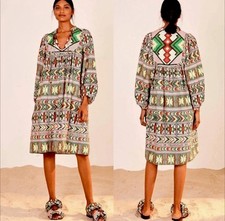 Farm Rio Amulet Midi Tunic Dress XL  Extra Large Geo Print Beaded Tassel NWOT