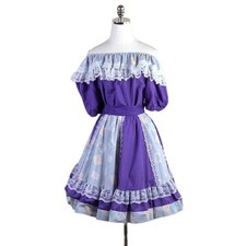 Vtg Pitchfork Square Dance Outfit Purple Ruffle Full Circle Rockabilly Small