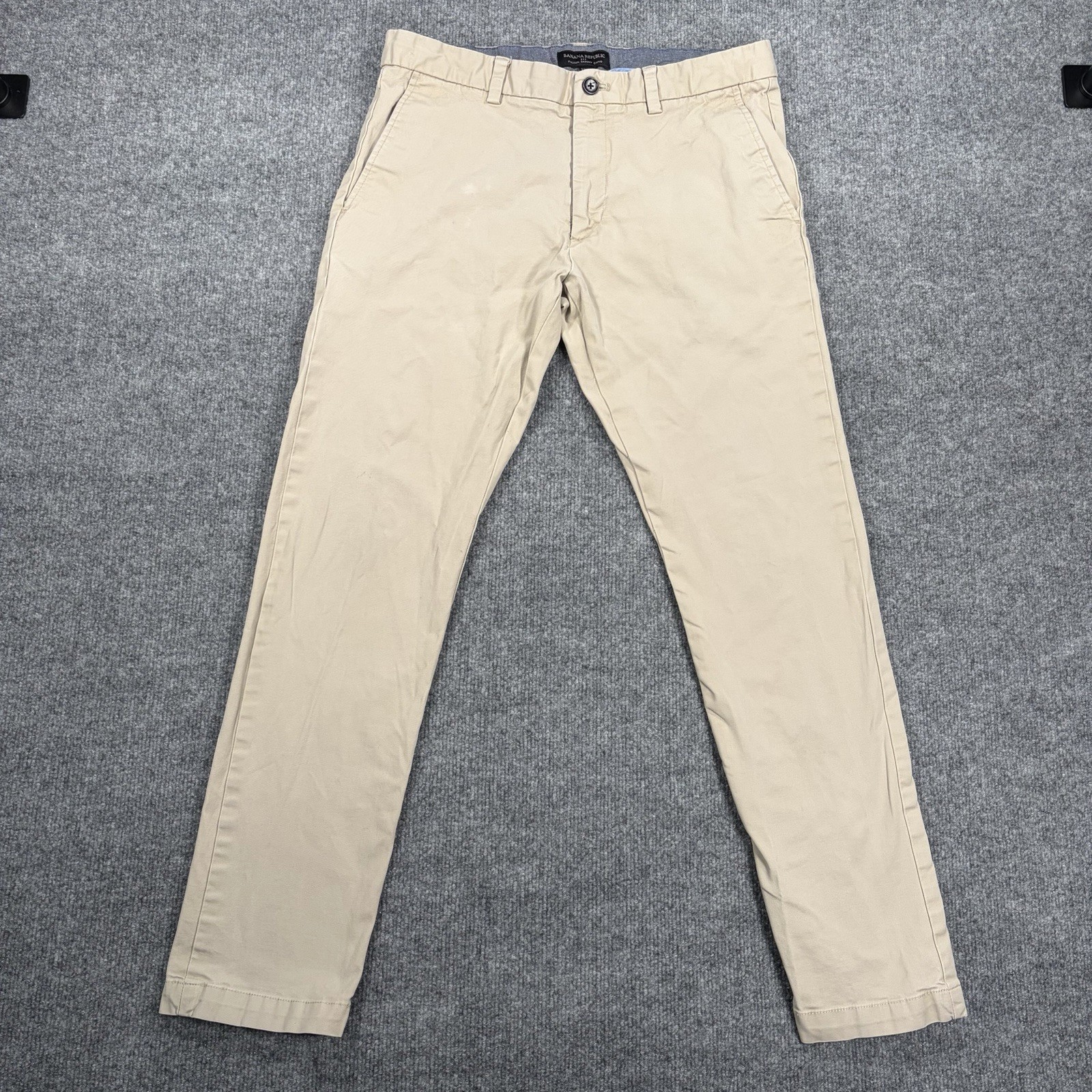 Banana Republic Fulton Skinny Chino Pants Men 33x32 Beige Cotton Stretch Khaki