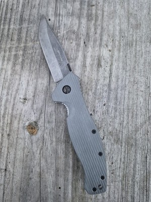 Emerson Specwar A Thundersrom Finish Gray Grooved G10 Scales