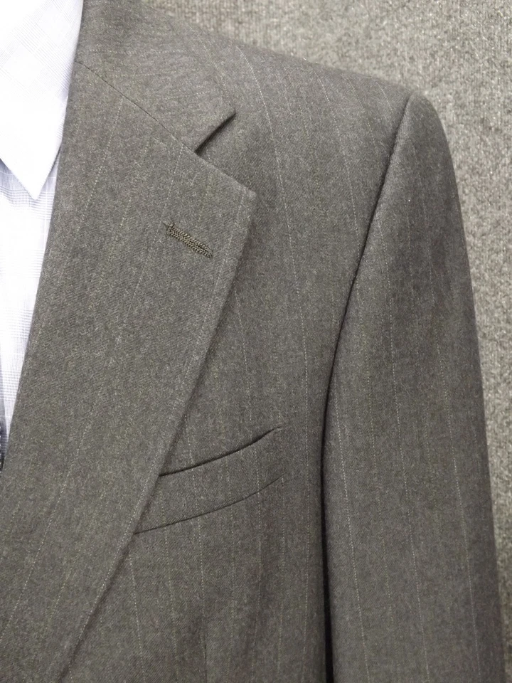 Chaps Ralph Lauren Mens 44R Gray Pinstripe Virgin Wool Suit 38x30 Pants 2 pc USA - Image 2 of 4