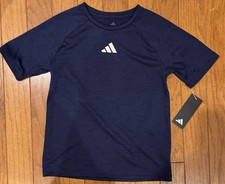 NWT Adidas Boys Short Sleeve Essential M LANGE T-Shirt NAVY BLUE SMALL 8