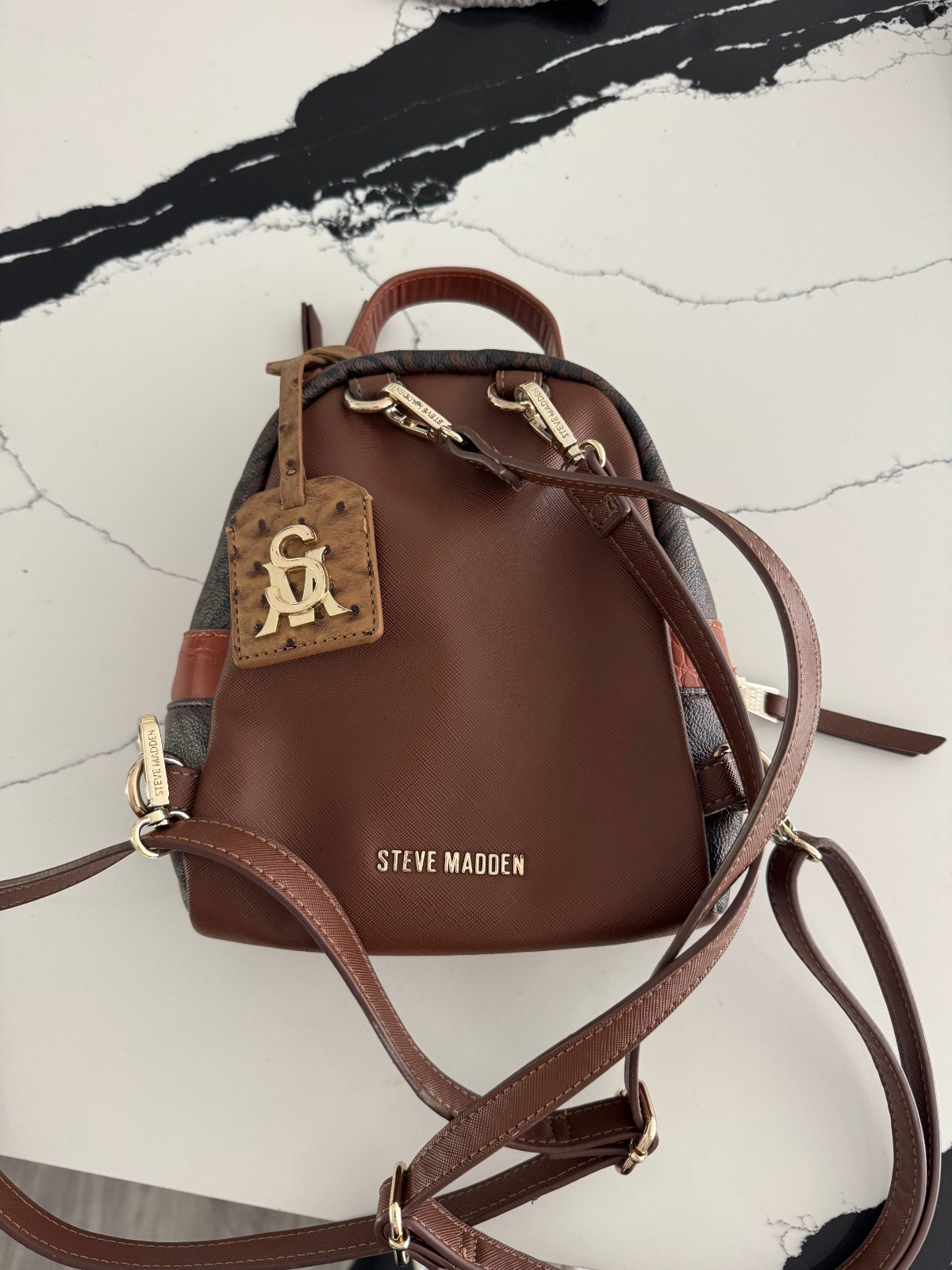 Steve Madden mini brown monogram backpack, excell… - image 2