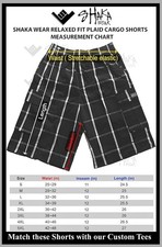 Shaka Wear Men's Cargo Plaid Short, Relaxed Fit, Plaid, Elastic Waist Size Lg