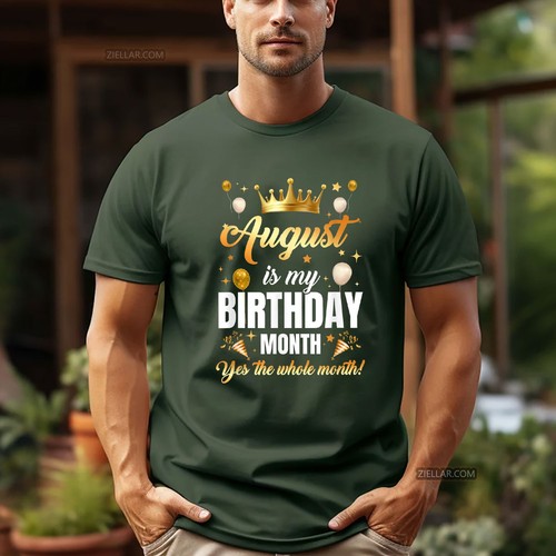 Maglietta divertente agosto compleanno corona grafica tutto il mese regalo maglietta unisex - Foto 8 di 10