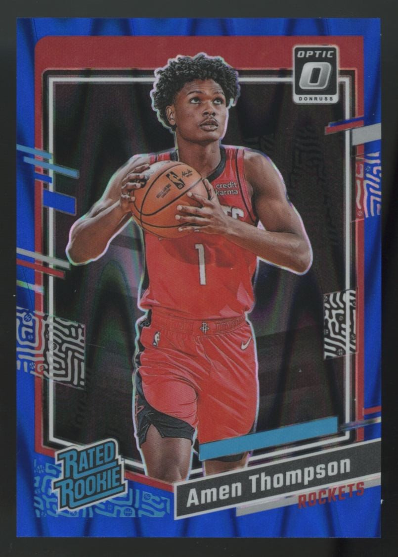 2023-24 Donruss Optic Amen Thompson RC Rated Rookie Blue Seismic /249 #229