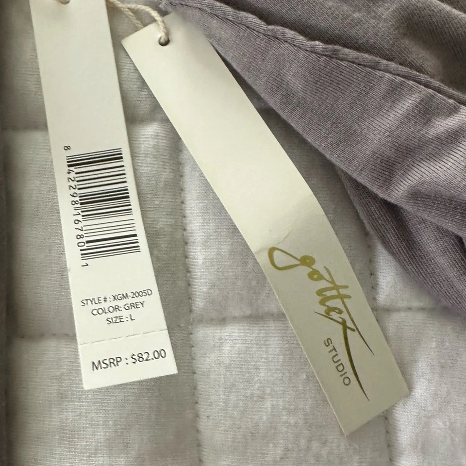 Vestido túnica GOTTEX para mujer gris manga larga jersey bolsillos playa informal L Foto 2 de 4