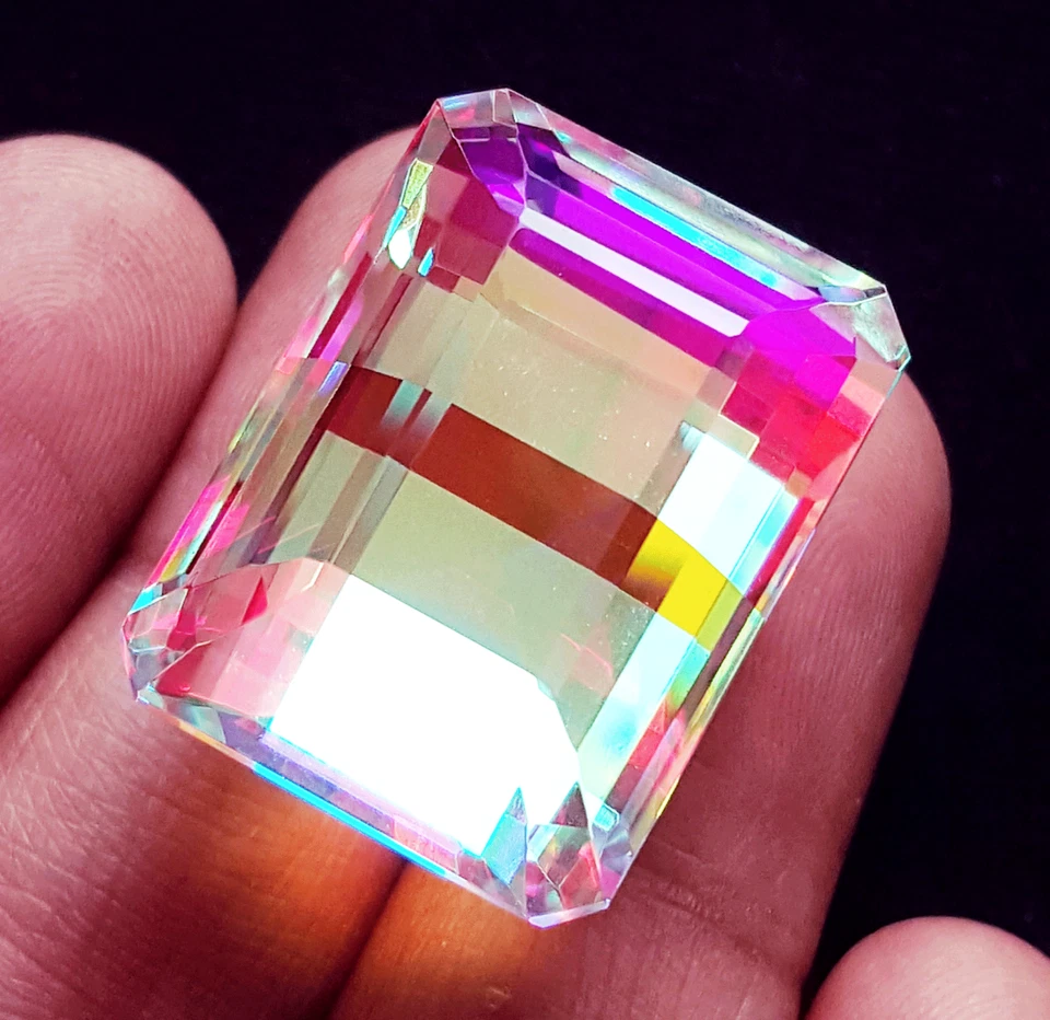 Certified Rainbow Color Mystic Quartz 70 To 75 Ct Loose Gemstones Emerald Shape - Image 4 of 4