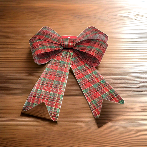 Christmas Plaid Bow – Red, Green & Gold – 13” x 13” Holiday Decor - Picture 5 of 6