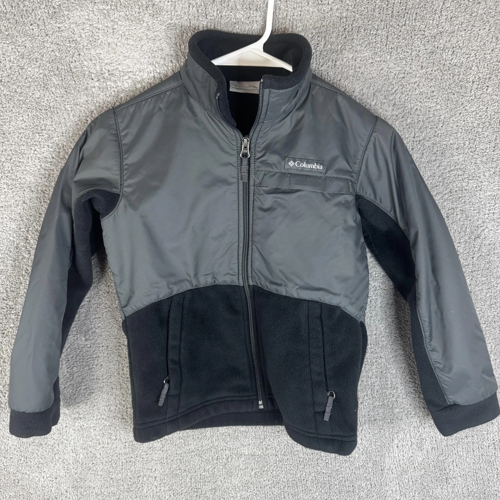 Columbia Jacket Kids Small 8 Gray Fleece Lined Full Zip Hiking Outdoor Coat