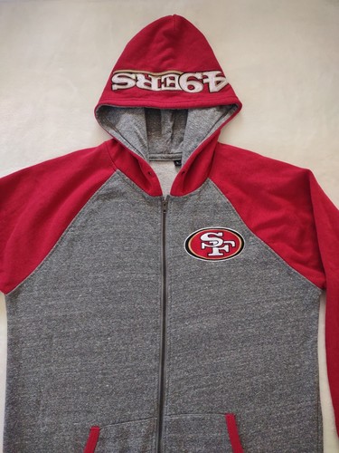 Vintage San Francisco 49ers Hooded Sweatshirt Mens L Zip Up Jacket Rare NFL - Picture 2 of 17
