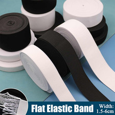Black/White Flat Rubber Cord 1.5-6cm Elastic Band DIY Craft Stretch String