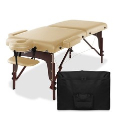 Portable Reiki Massage Table with Tilt Backrest  Carrying Case - Cream