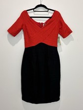 NEW NUE by Shani Womens Dress S Black Red Ruched Bodycon Sculpting Formal Party