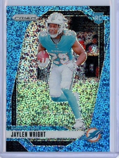 Jaylen Wright 2024 Panini Prizm Blue Sparkle #348 Rookie Miami Dolphins RC 53/96