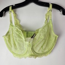 Adore Me Women's 32DDD Bra Fairy Green Semi Sheer Lace Underwire Back Closure