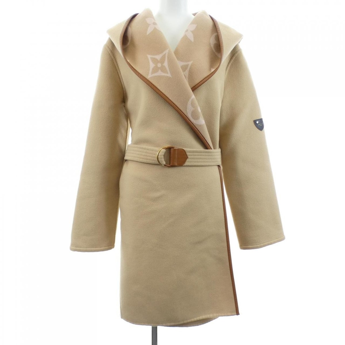 Authentic Louis Vuitton Belted Double-Face Hooded Wrap Coat